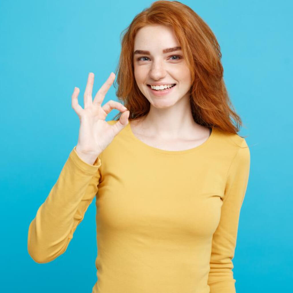 lady smiling and happy
