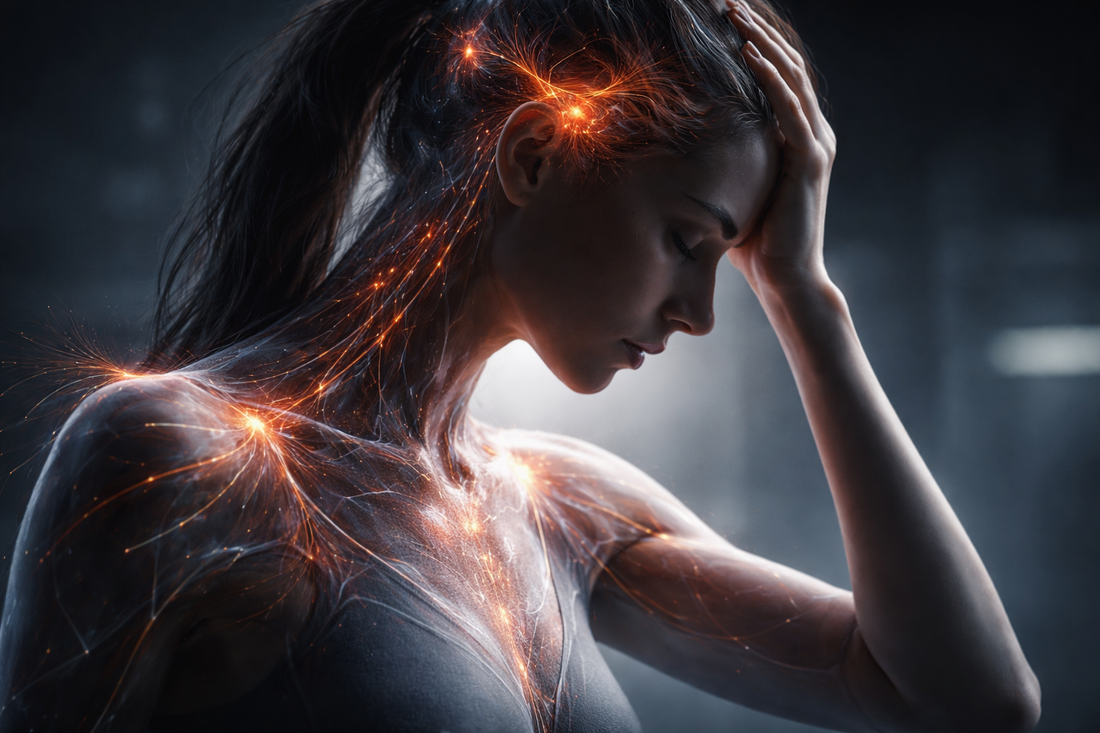 women under stress holding her head