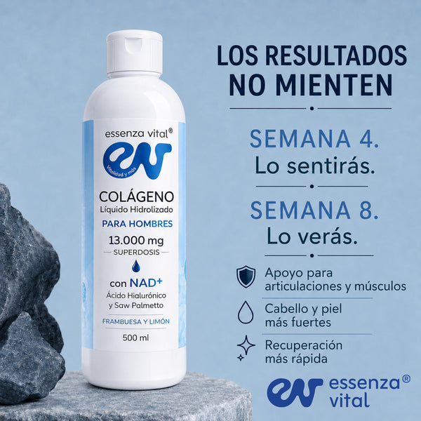 EssenzaVital Liquid Collagen for Men with NAD+ | Hydrolyzed Collagen Peptides 13g