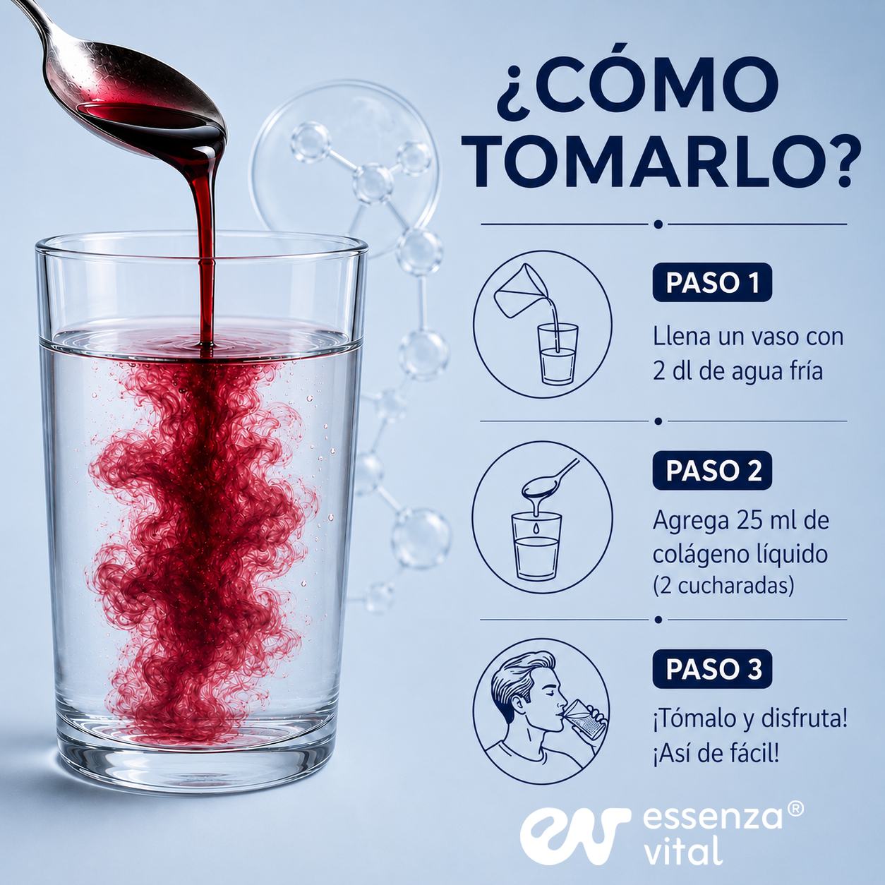 Colágeno Líquido para Hombres EssenzaVital con NAD+ | Péptidos de Colágeno Hidrolizado 13g
