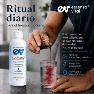 Colágeno Líquido para Hombres EssenzaVital con NAD+ | Péptidos de Colágeno Hidrolizado 13g