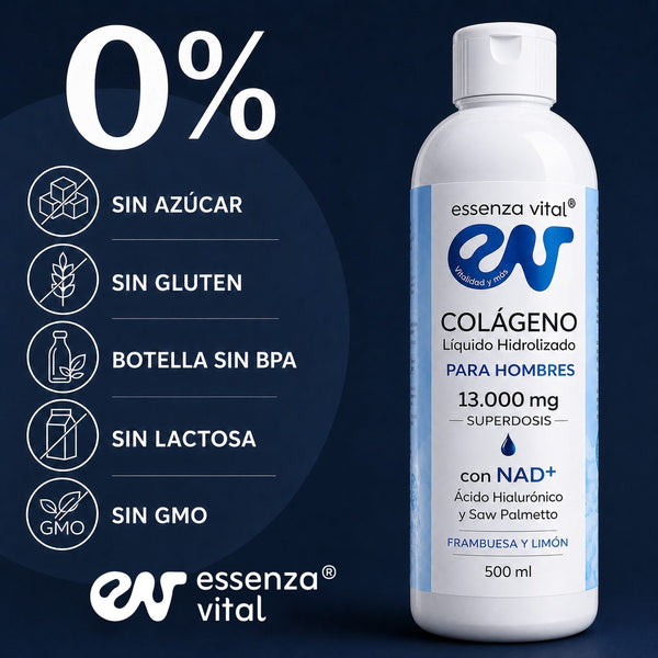 EssenzaVital Liquid Collagen for Men with NAD+ | Hydrolyzed Collagen Peptides 13g