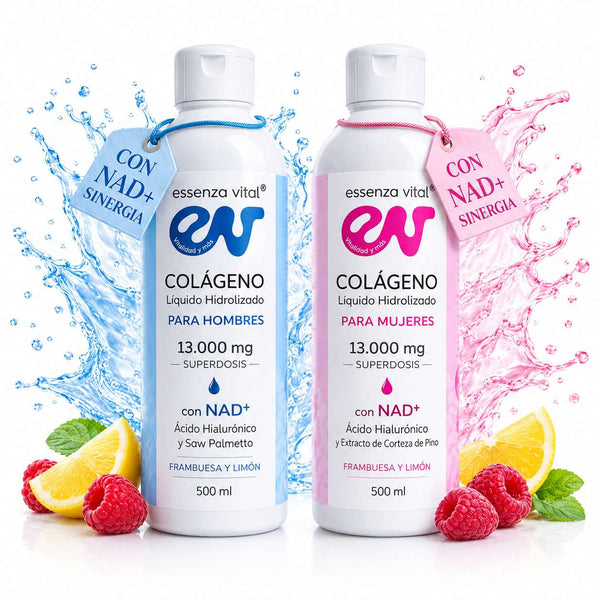 EssenzaVital Péptidos de Colágeno Hidrolizado Líquido Premium PACK DUO (13g) con NAD+
