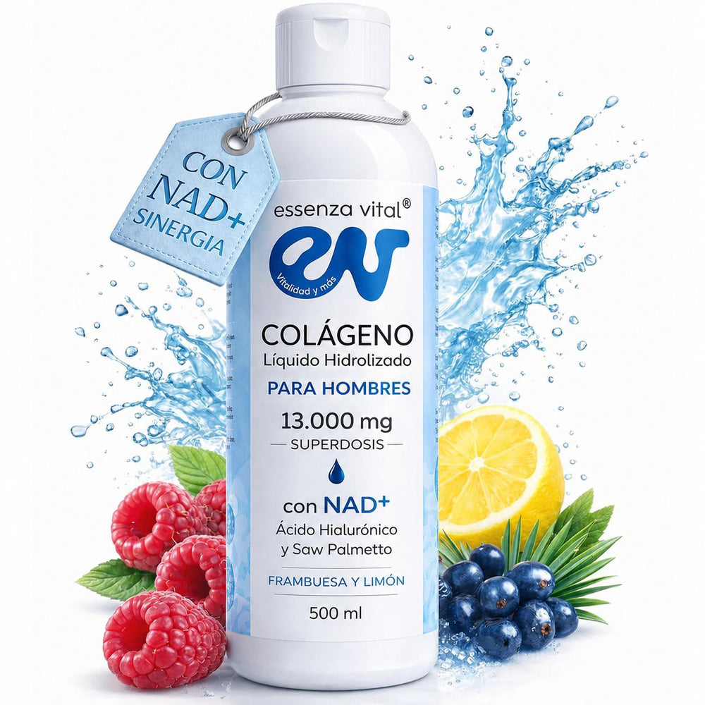 Colágeno Líquido para Hombres EssenzaVital con NAD+ | Péptidos de Colágeno Hidrolizado 13g
