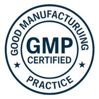 Logotipo GMP Certified con el texto «Good Manufacturing Practice»