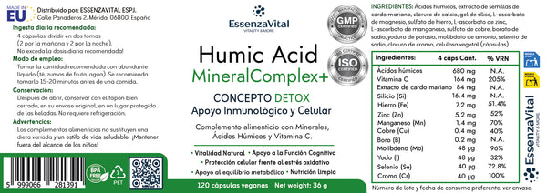 Etiqueta editable en español HUMIC ACID MineralComplex EssenzaVital 2026