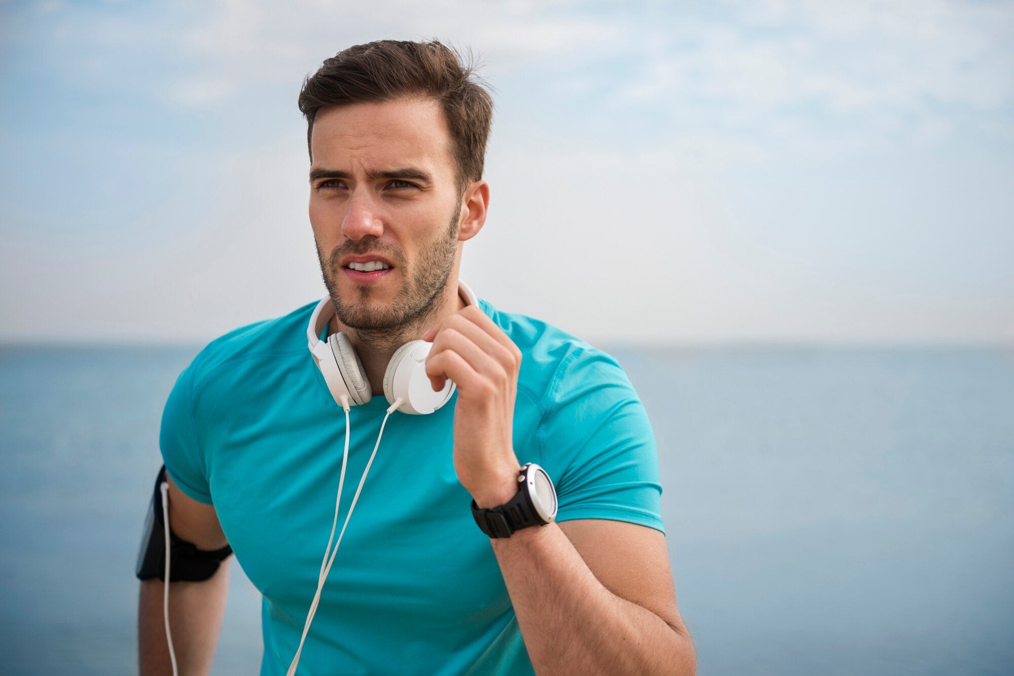 close up young fit person jogging