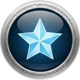 Símbolo de estrella sobre un fondo azul con un borde plateado